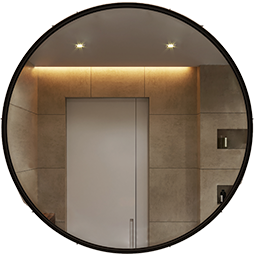 Espejo Redondo Em-2017 | 57 Cm | Marco Negro Mate | Para Baño O Decoración