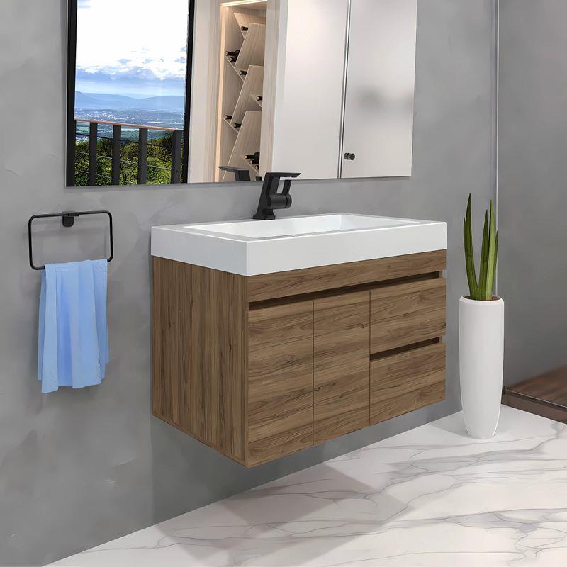 Vanity Florencia 79X48X48 Cm En Melamina Color Gales Con Lavamanos En Marmolina Génova Blanco Bochetti 1152121