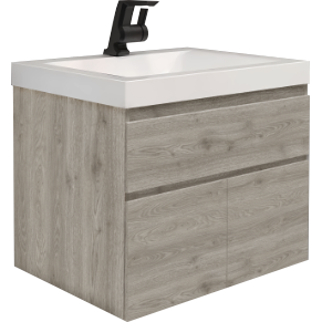 Vanity Florencia 124X48X48 Cm Con Mueble En Melamina Color Ceniza Y Lavamanos De Marmolina Blanco Génova Bochetti 1152122