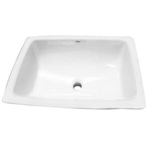 Lavabo Rectangular Empotrable Bajo Cubierta Cerámica Blanca, 1152245