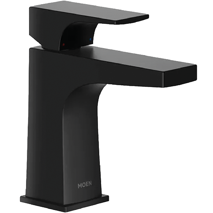 Monomando Corto Con Rebosadero Negro Mate