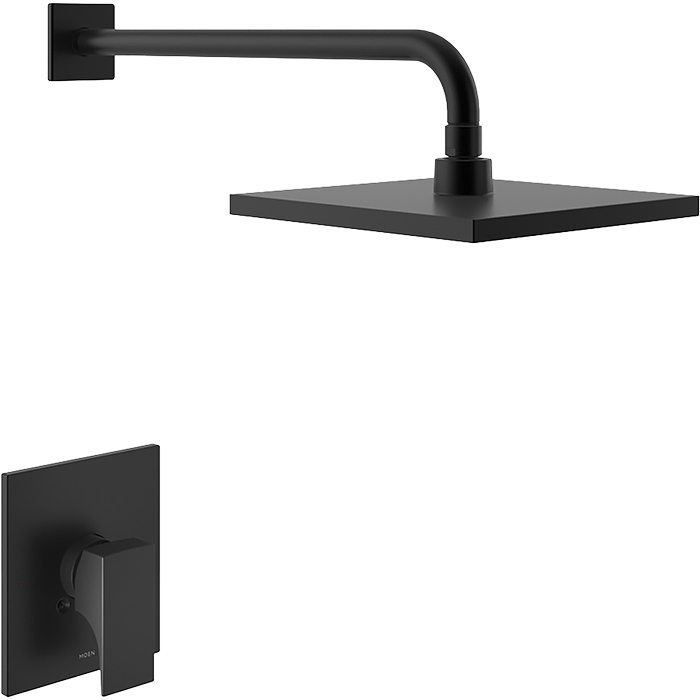 Combo De Regadera, Valvula, Brazo Y Chapeton. Negro Mate