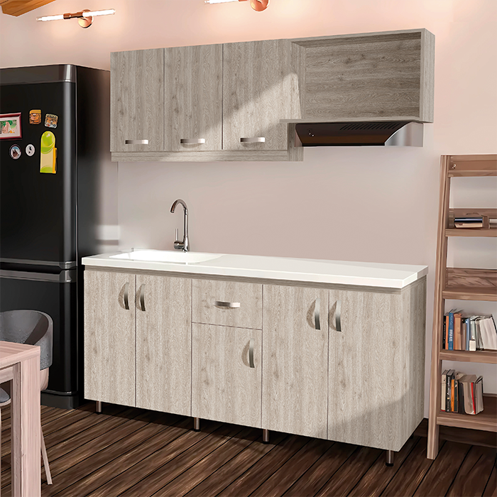 Cocina Valentina Color Gales De 180X60 Cm Sin Perforación, Modelo Bhvalc2-180-Sp Bochetti 1221214