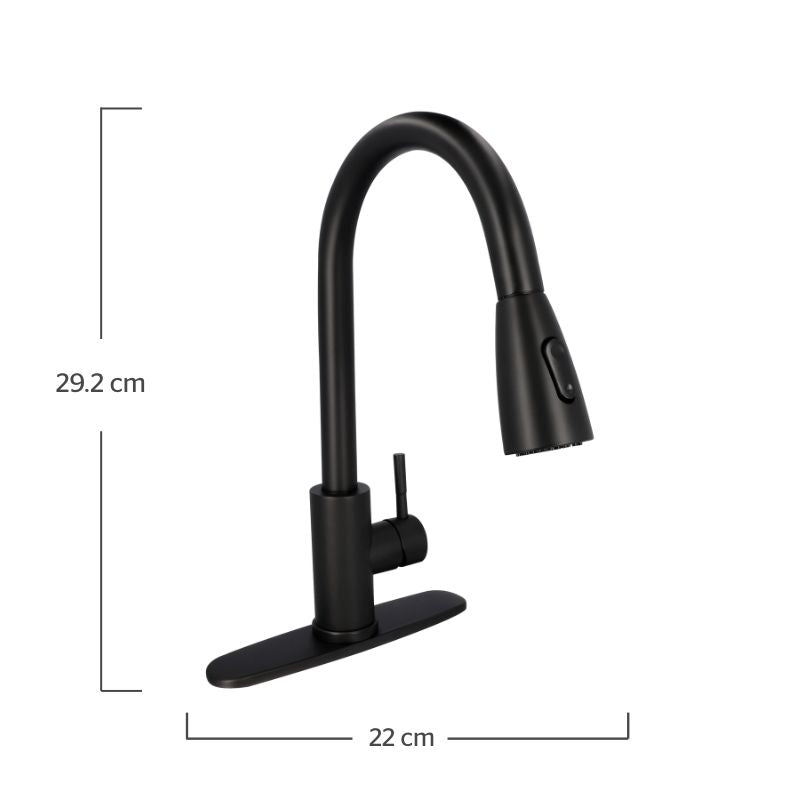 Monomando Freg. Ecológico Con Nariz Retráctil Y Giratoria 360° Negro Mate 1231421