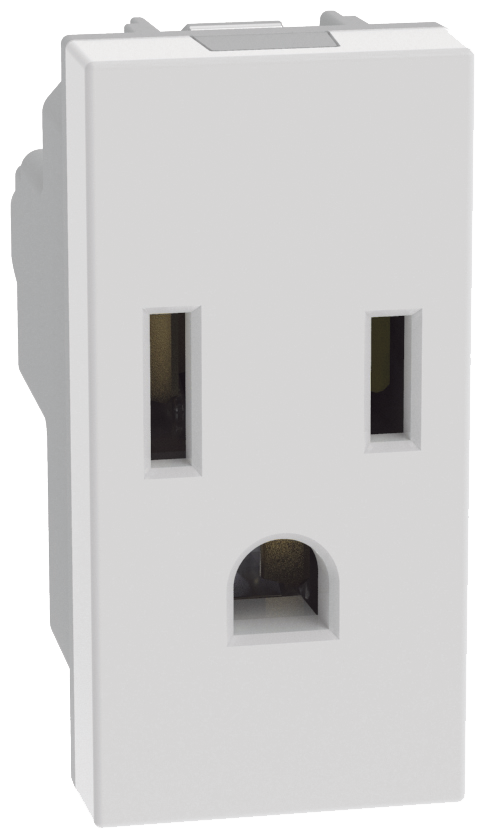Tomacorriente 2P+T, 15A - 127V~, 1 mod. con protección infantil. Blanco 1301674