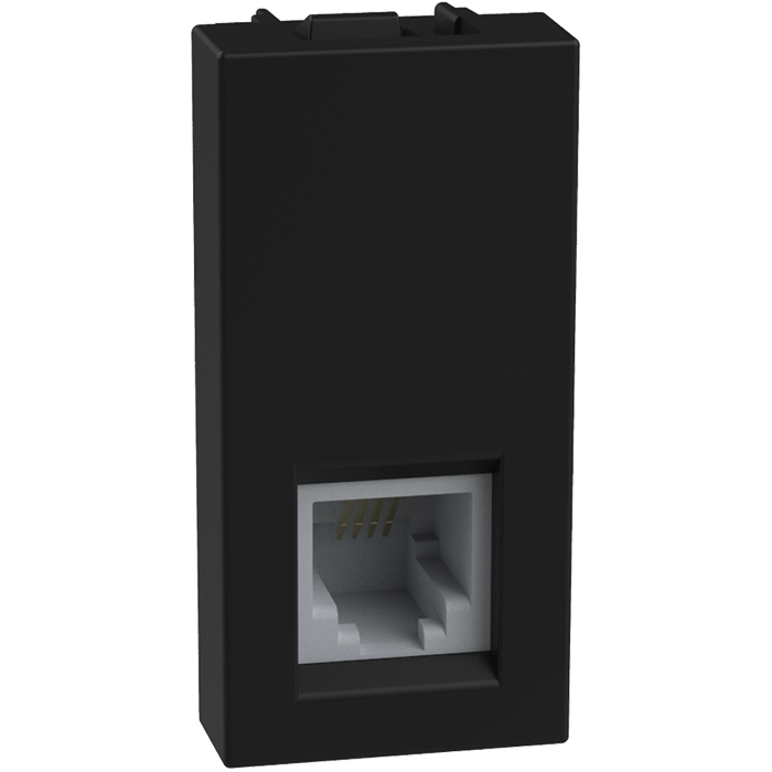 Toma de teléfono de 4 hilos, 1 mod. Negro Mate 1322188