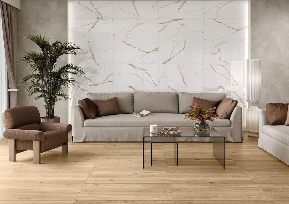 Piso Mármol Tarawa Pulido Blanco, Porcelánico 59.3 X 119 Cm, (Precio Por Metro)