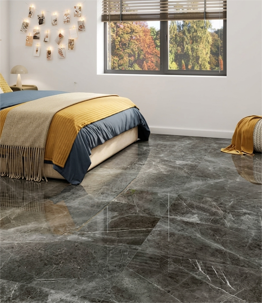 Piso Cerámico Soberano Nero Pulido 50x100 cm 1573129