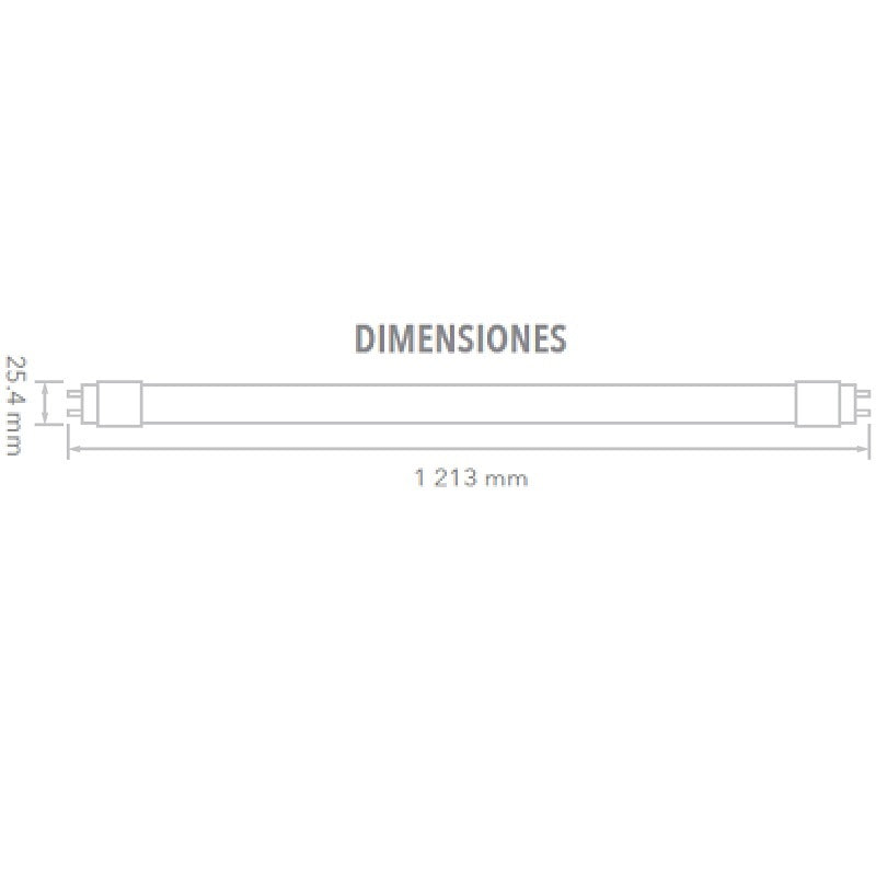 Tubo LED T8 18W - Vista isométrica