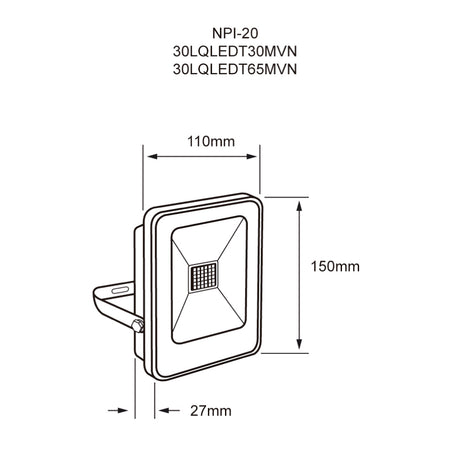 Reflector LED 30W 6500K ZIBAL III - Vista isométrica