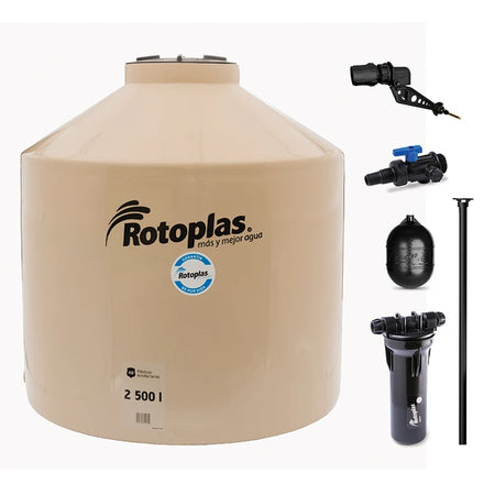 Tinaco Rotoplas Tricapa equipado 2500L beige
