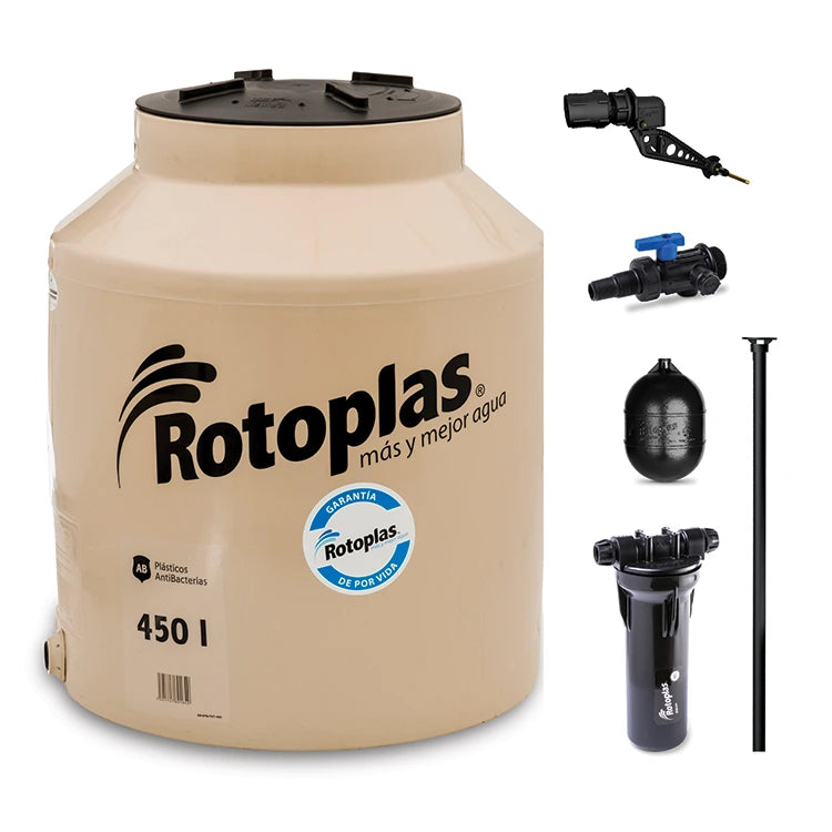 Tinaco Rotoplas Tricapa equipado 450L beige