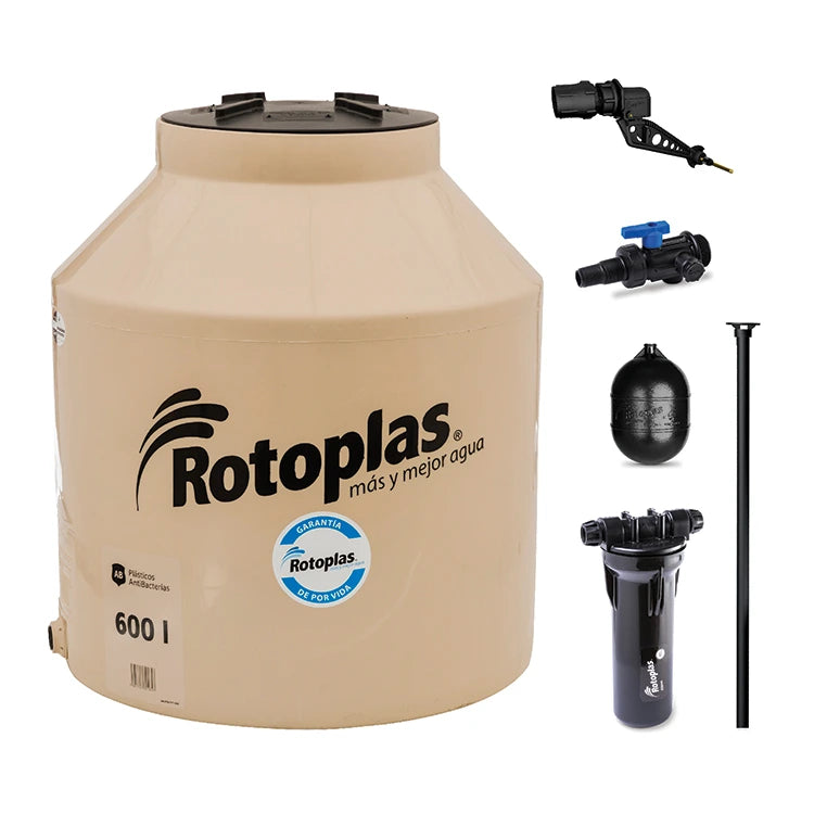 Tinaco Rotoplas Tricapa equipado 600L beige