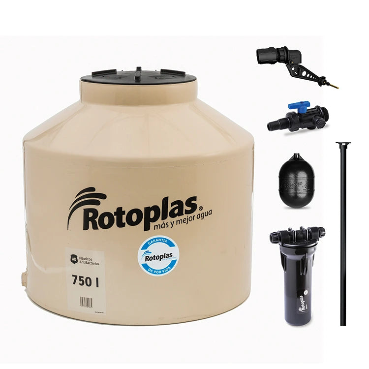 Tinaco Rotoplas Tricapa equipado 750L beige