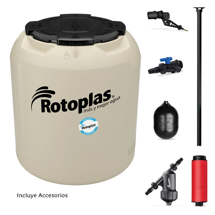 Tinaco Rotoplas Plus+ equipado 450L beige