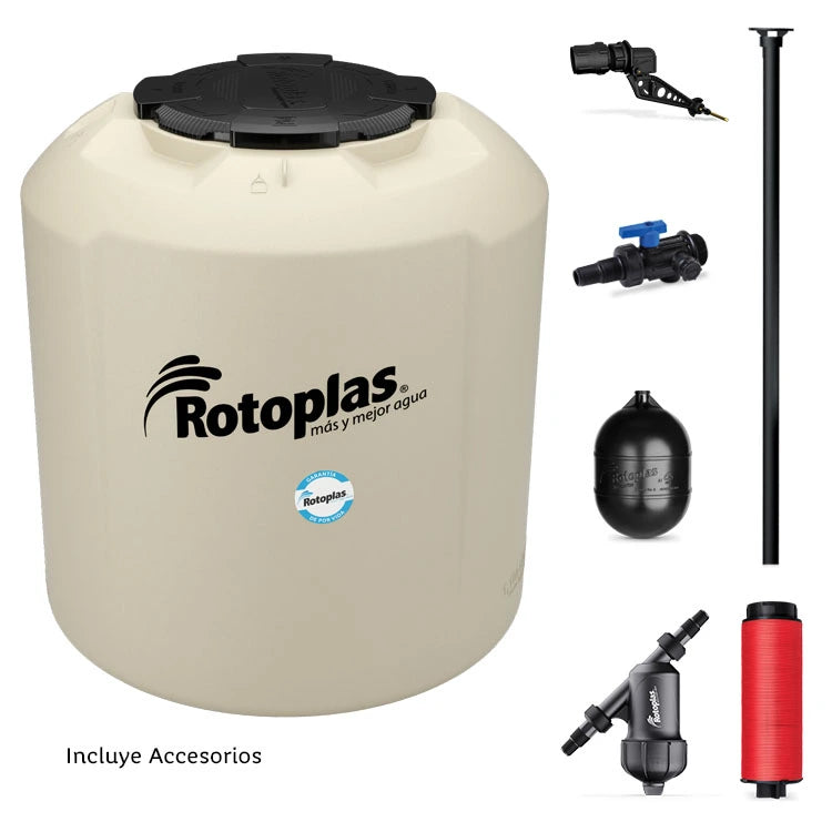 Tinaco Rotoplas Plus+ equipado 1100L beige