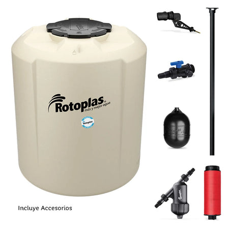 Tinaco Rotoplas Plus+ equipado 2000L beige