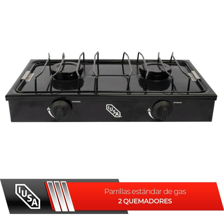 Parrilla IUSA 2 quemadores negro vista 2