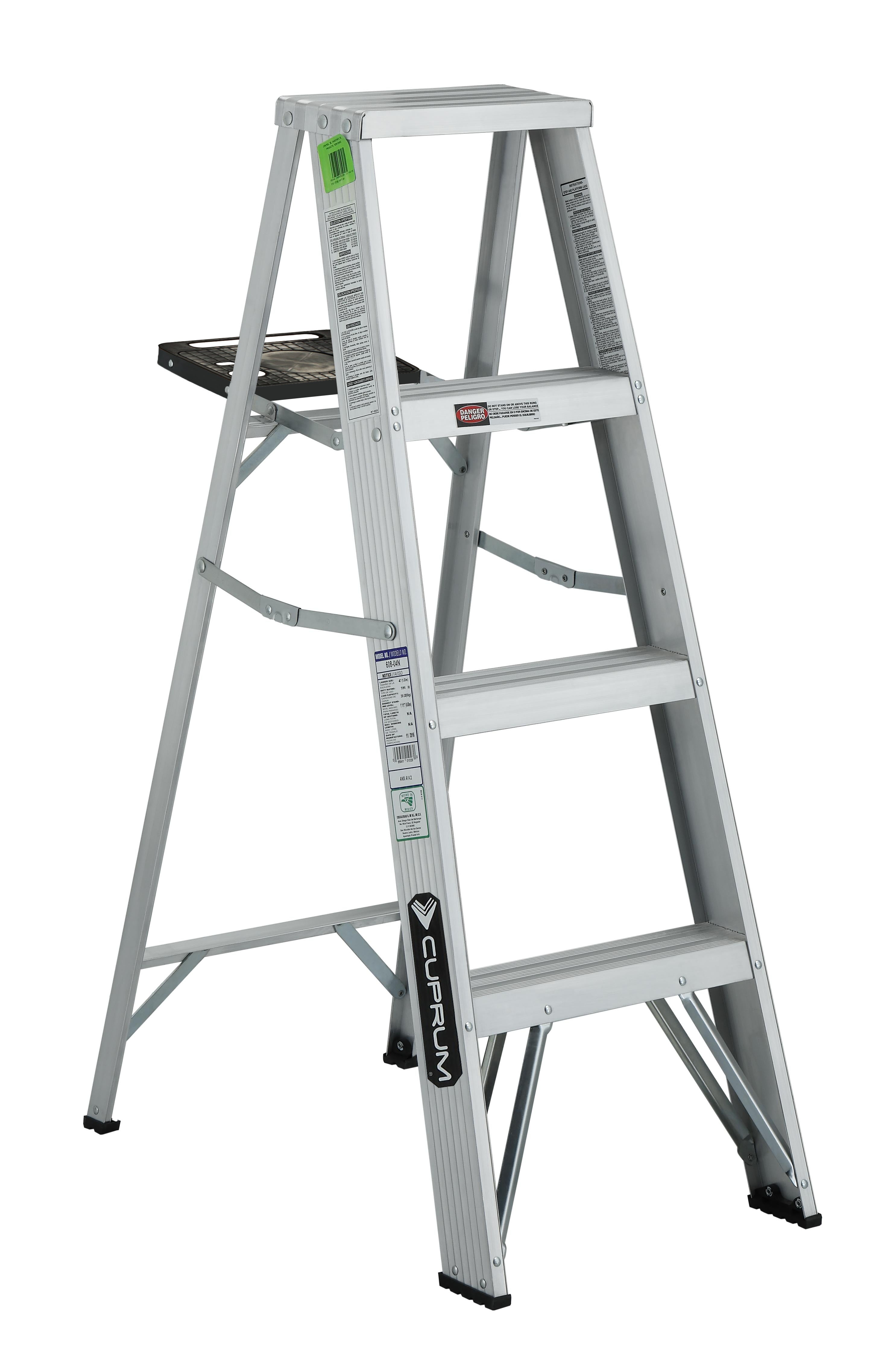 Escalera de Tijera de Aluminio 608-04N 3 Peldaños 150kg — CUPRUM