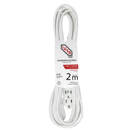 Extensión doméstica IUSA blanca 2m 16AWG 3 contactos - Vista 1