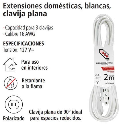 Extensión IUSA blanca 2m - Vista 2