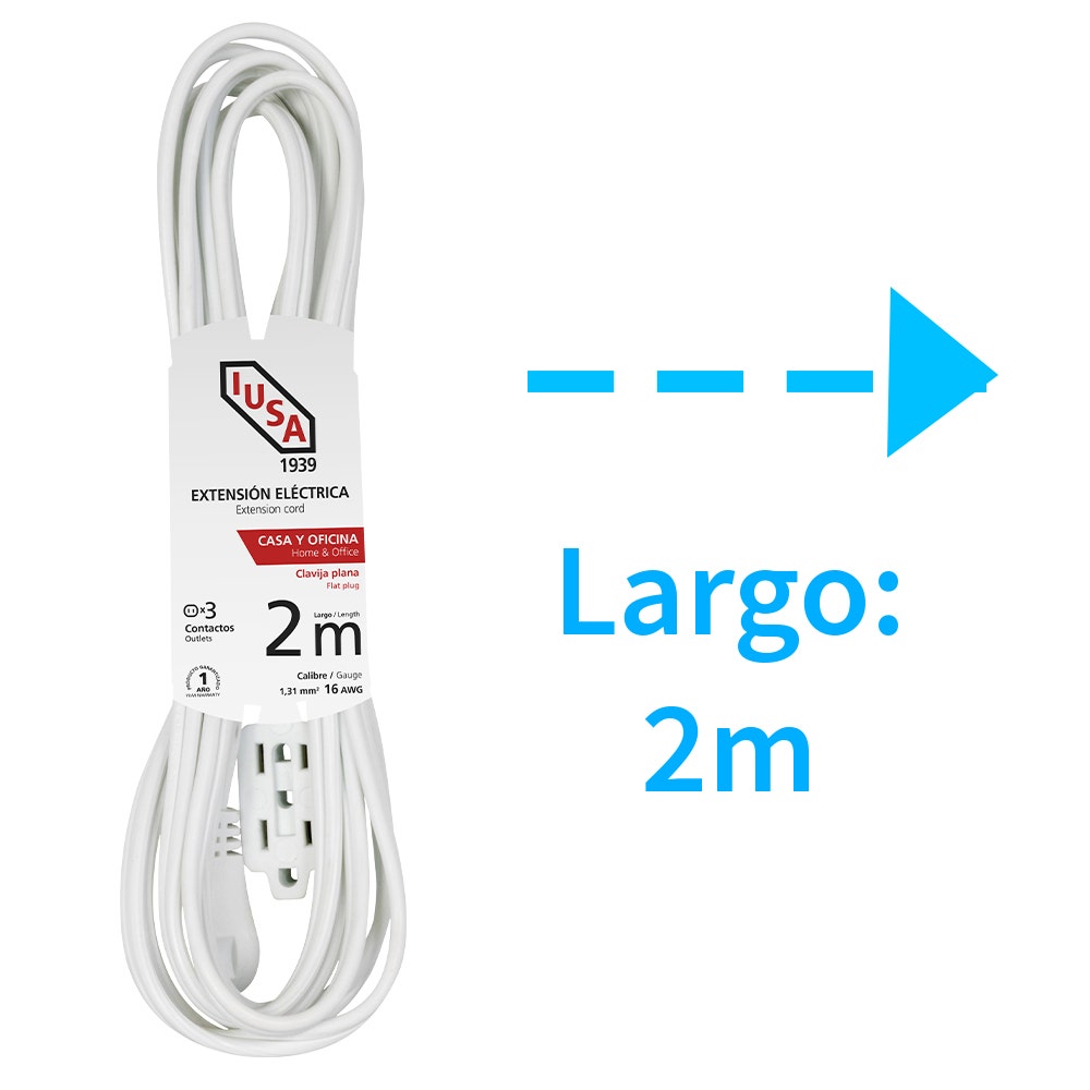 Extensión IUSA blanca 2m - Vista 3