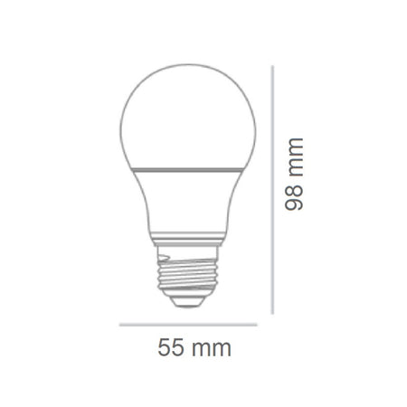 Foco LED A19 8.5W E27 3000K - Vista isométrica