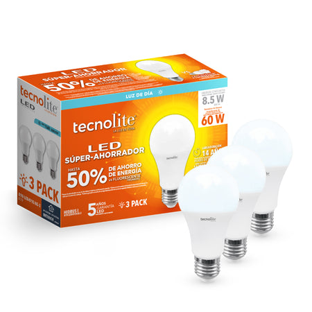 HIDRUS I - Paquete 3 Focos LED A19 8.5W 6500K - Vista principal