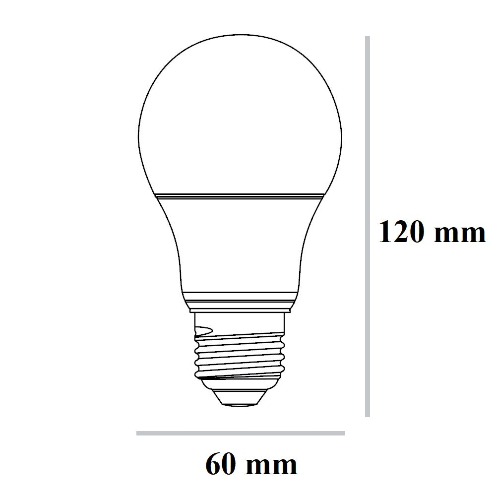 Foco LED A19 11W E27 6500K - Vista isométrica