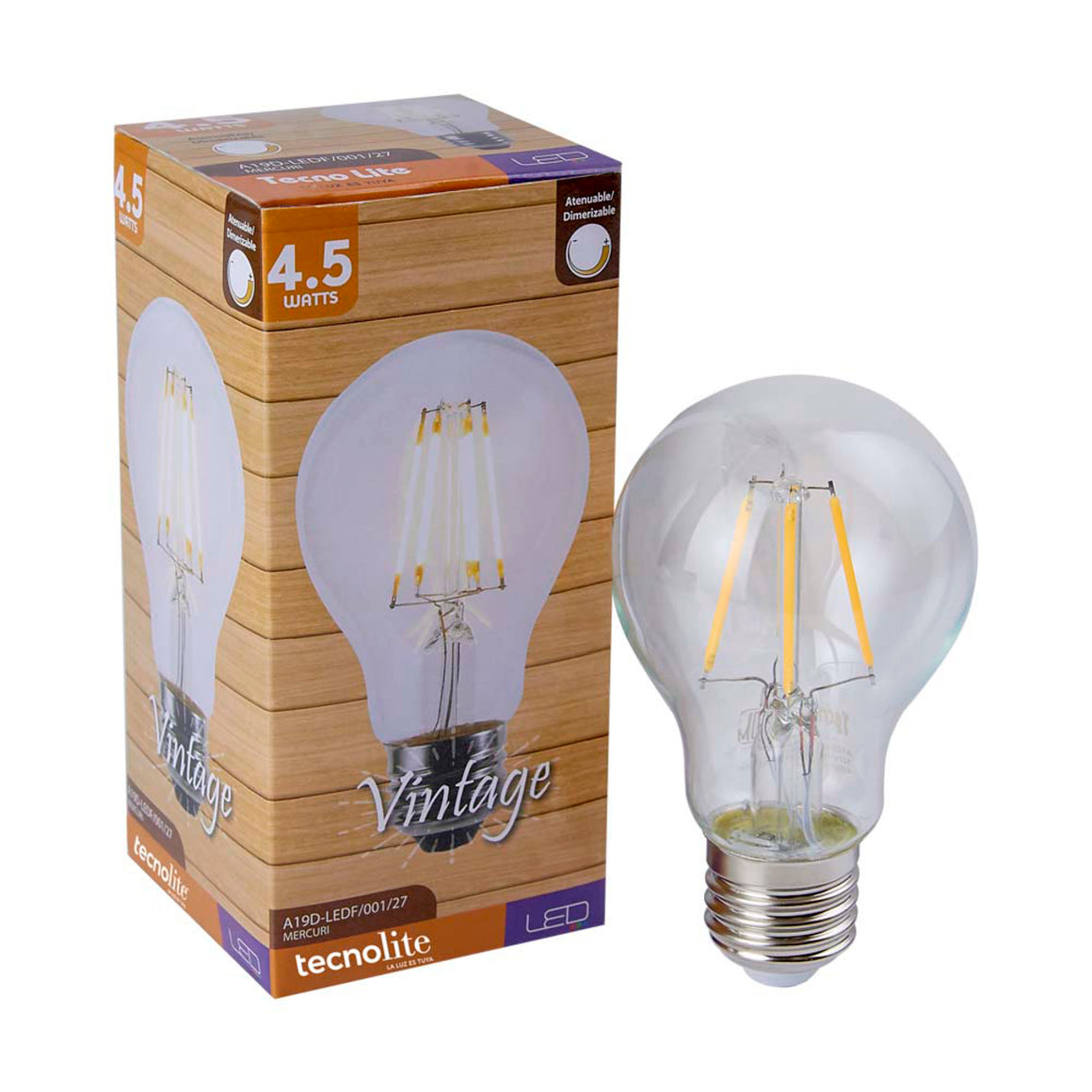 Foco MERCURI LED Filamento 4.5W E27 2700K - Vista principal