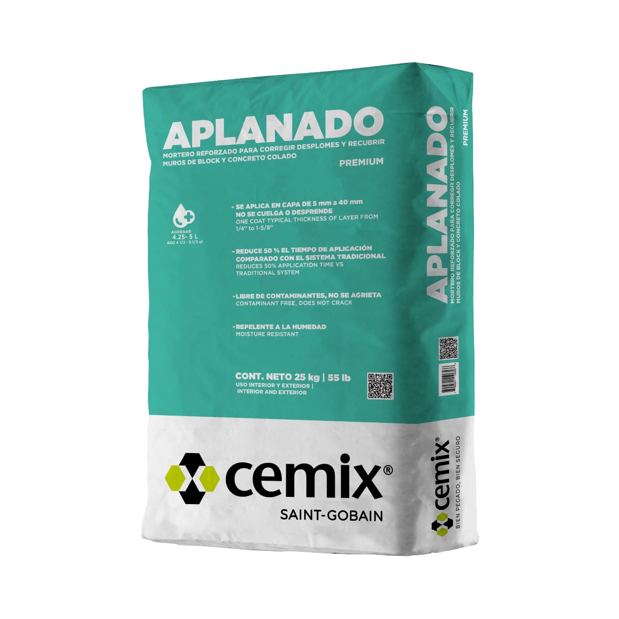 Cemix Aplanado Blanco 25kg - Mortero recubrimiento de muros