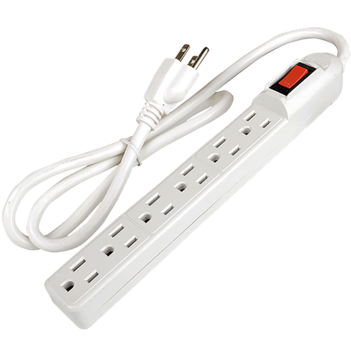 Multicontacto 6 entradas Aterrizados 125V 15A Blanco Mul-6B