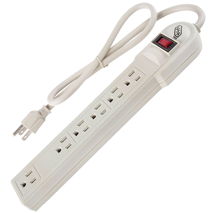 Multicontacto 6 entradas Aterrizados 125V 15A Beig Mul-5+1Bg 5+1