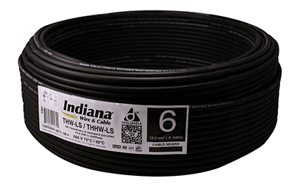 Cable De Cobre Pvc 6 Awg Negro Ec2409N