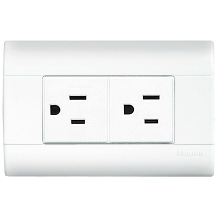 Toma Corriente Con Placa Duplex 2P+T 15A Blanco Ec4234