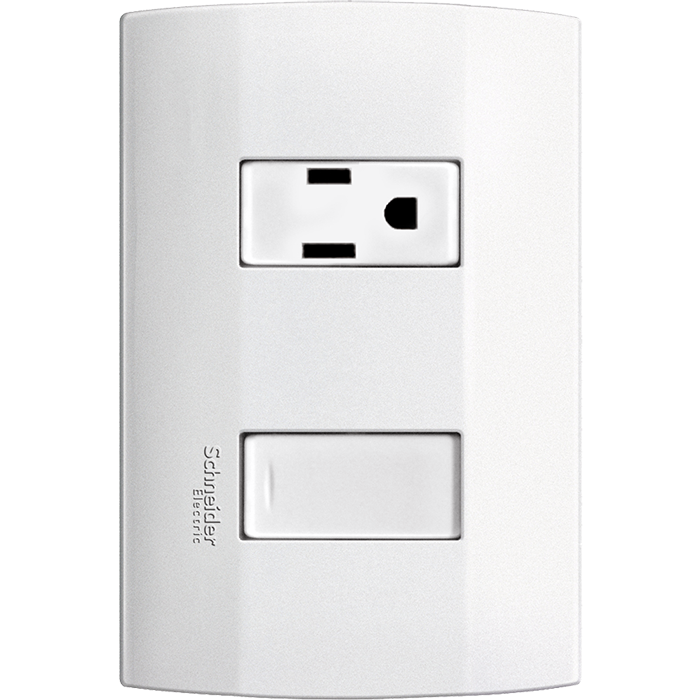 Placa Con Apagador Y Contacto Sencillo 2Polos +Tierra Ec7100