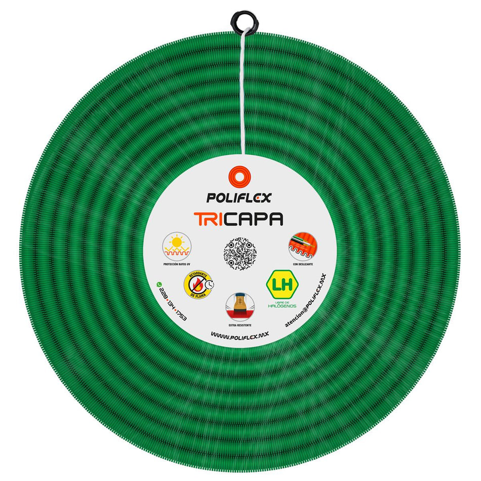 Poliflex Verde 13 Mm Con Guía 100 Metros Ef4026