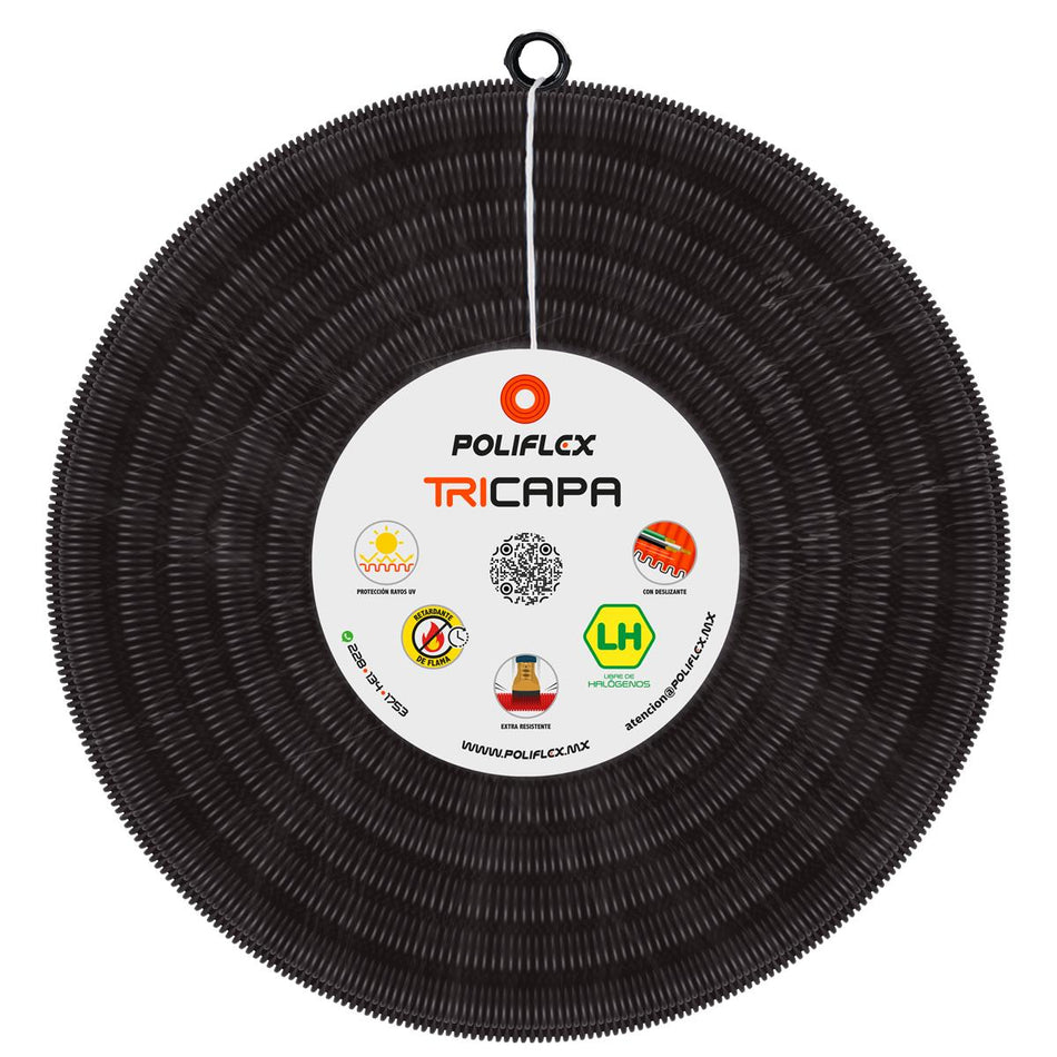 Poliflex Negro Para Exteriores Con Guã­A 19 Mm Ef4030