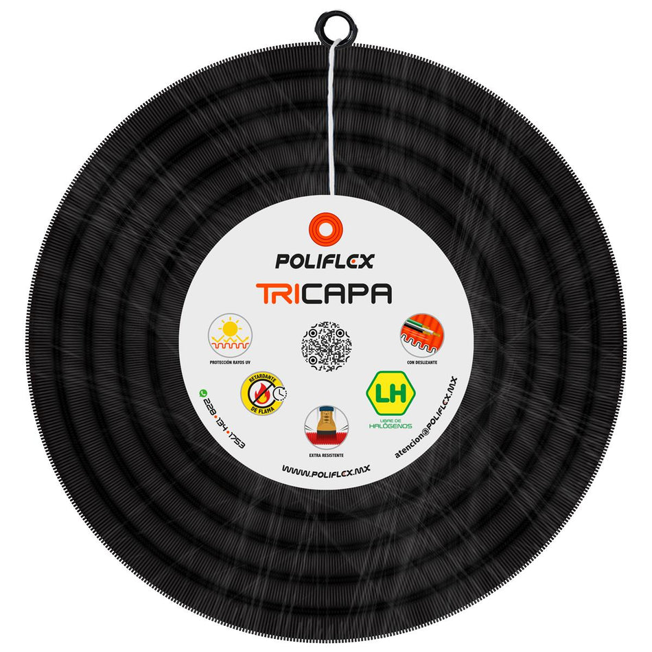 Poliflex Negro Para Exteriores Con Guía 50 Metros Ef4032