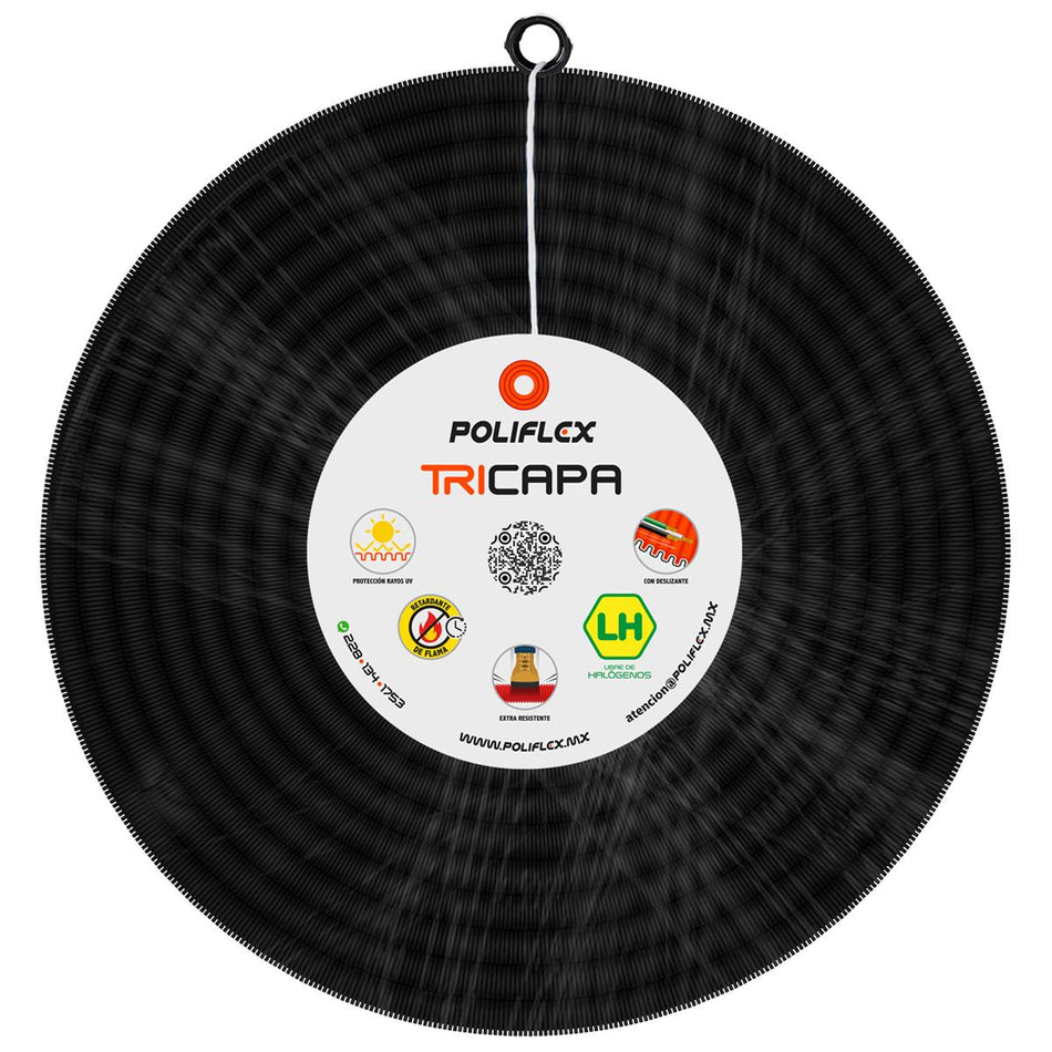 Poliflex Negro Para Exteriores Con Guía 13 Mm Ef4055