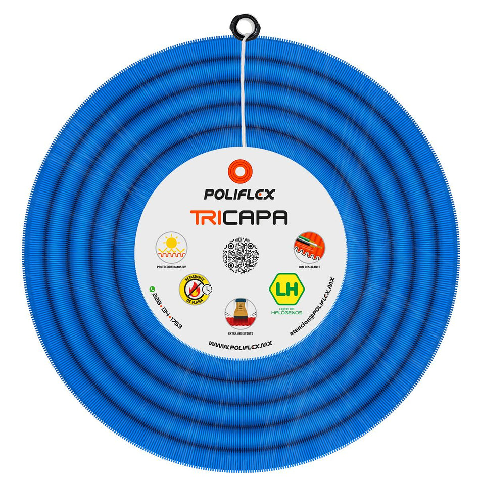 Poliflex Azul Telecomunicaciones Con Guía 25 Mm Ef4058