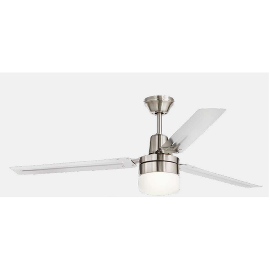 Ventilador Torbellino Estevez Con Luz 56Pulg Níquel Blanco Ev1234