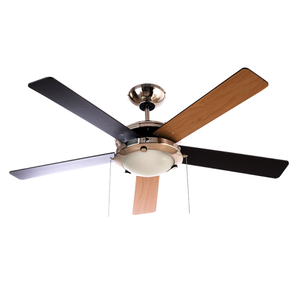 Ventilador De Techo Con Luz Esparta 52 De 5 Aspas Color Satinado Chocolate Maple Masterfan Ev1409