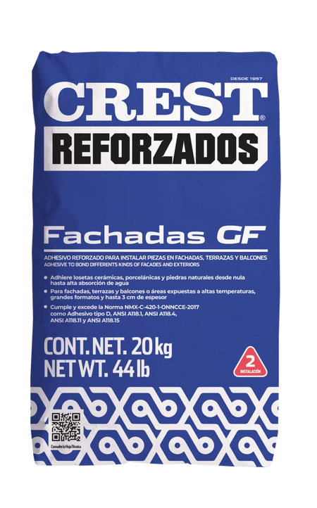 Adhesivo Crest Fachadas GF 20 kg — CREST