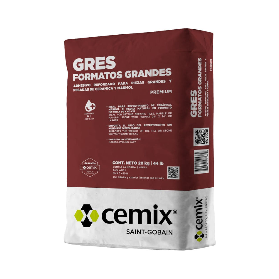 Adhesivo Gres Formatos Grandes Blanco 20kg - CEMIX