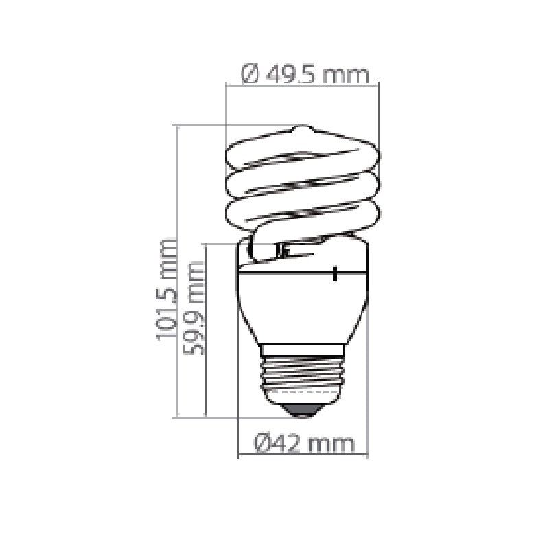 Foco Espiral 13W - Vista isométrica