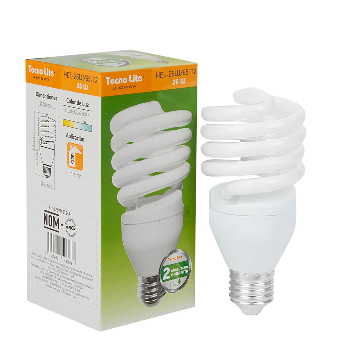 Foco Fluorescente Espiral 26W E27 6500K - Vista principal