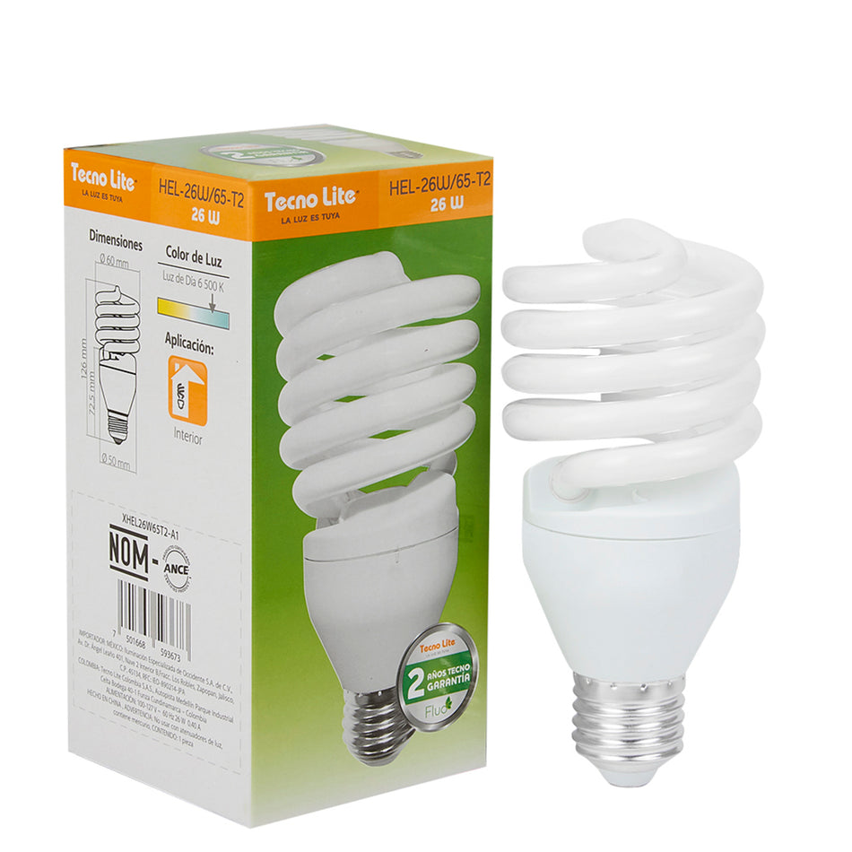 Foco Fluorescente Espiral 26W E27 6500K - Vista principal