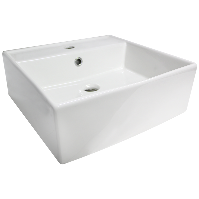 Lavabo Cuadrato Blanco CATO — vista lateral