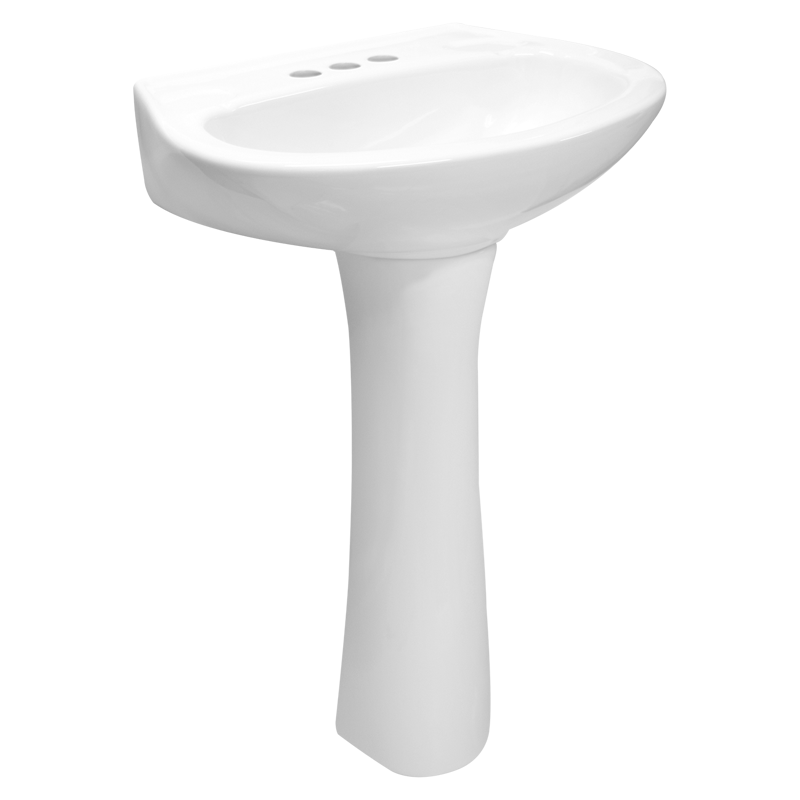 Pedestal Terra Blanco CATO con lavabo — vista lateral